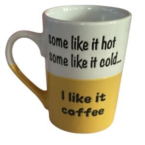 Fabulous Home Ceramic Coffee Mug Yellow White w/ Cute Sayings